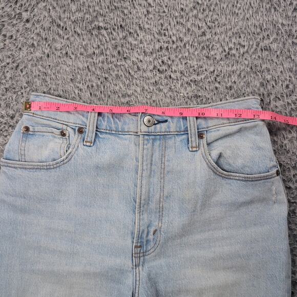 Abercrombie & Fitch Jeans Women 2 Blue 90s Straight Ultra High Rise Distressed - Picture 6 of 10